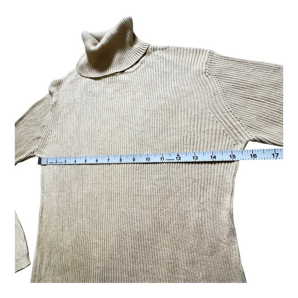 Brooks Brothers 100% Silk Turtleneck Sweater Beige Ribbed Knit Women’s M - Picture 6 of 8